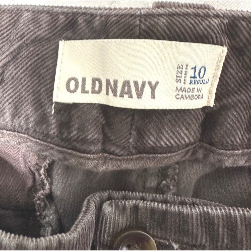 Old Navy Womens Wide Leg Corduroy Pants Sz10 Gray Brown Mid Rise Trouser Flare - Picture 4 of 5